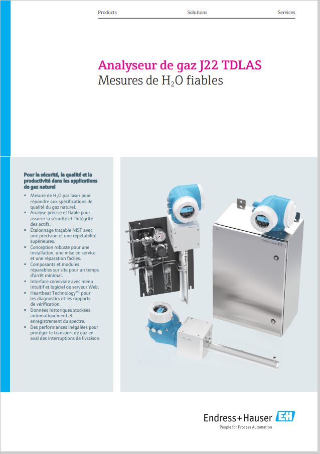 Analyseur de gaz J22 TDLAS Technologie SpectraSensors Endress+Hauser